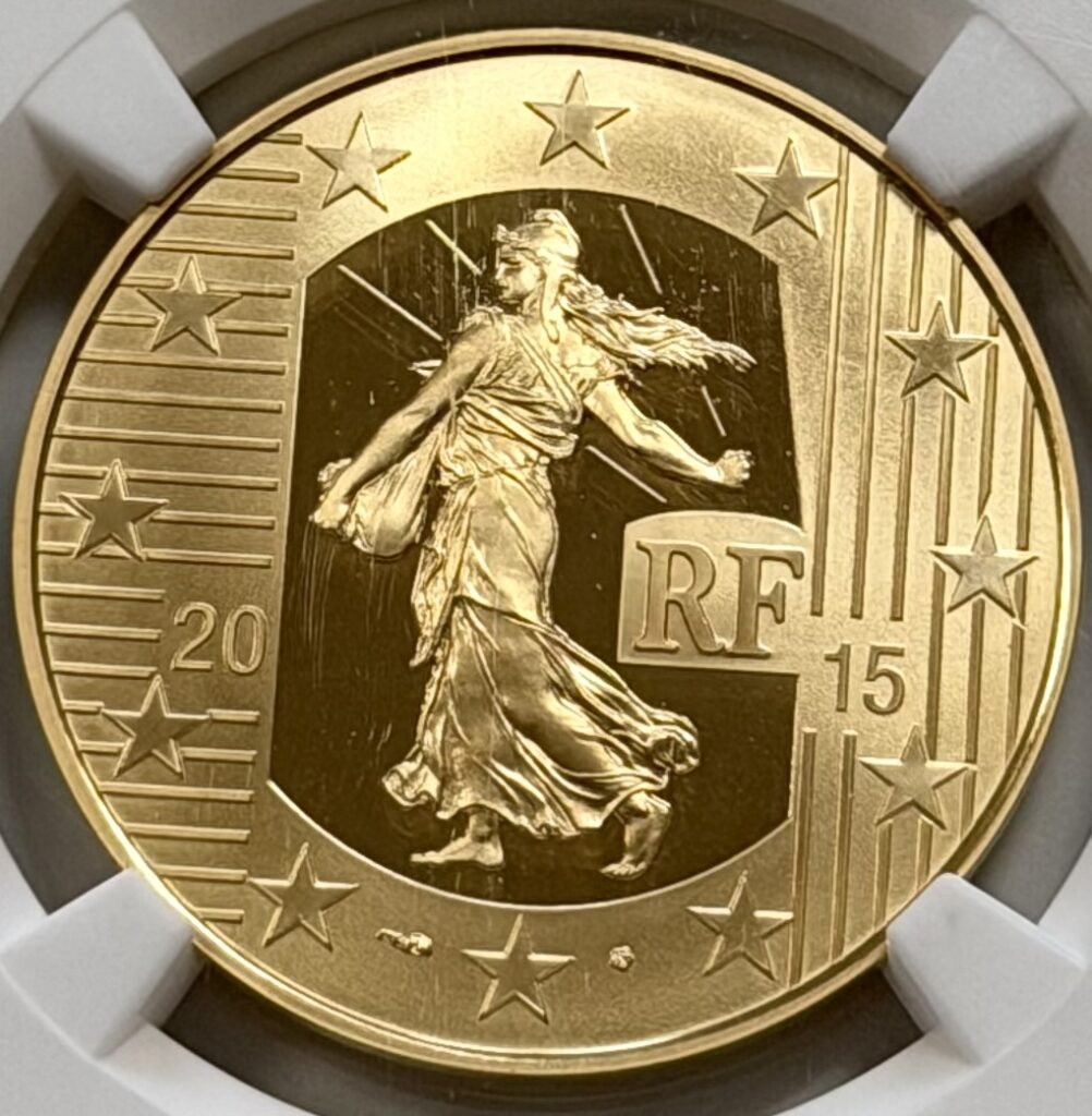 2015 France The Sower gold coin obverse PF70 Ultra Cameo