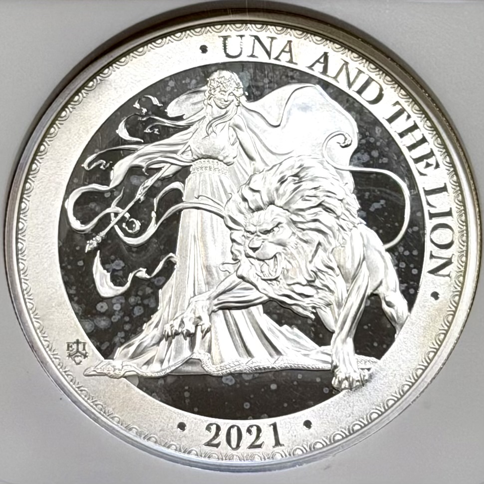 2021 Una and the Lion silver coin obverse PF67 Ultra Cameo