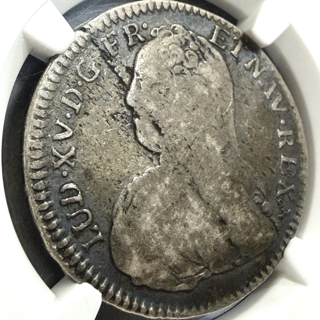 France 1729 1/2 Écu, Louis XV, NGC G6. A circulated silver coin carrying the marks of time.