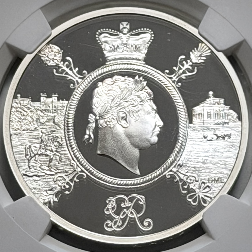 Reverse side of King George III 2020 commemorative coin certified by NGC PF70 Ultra Cameo curated by Falju Coins