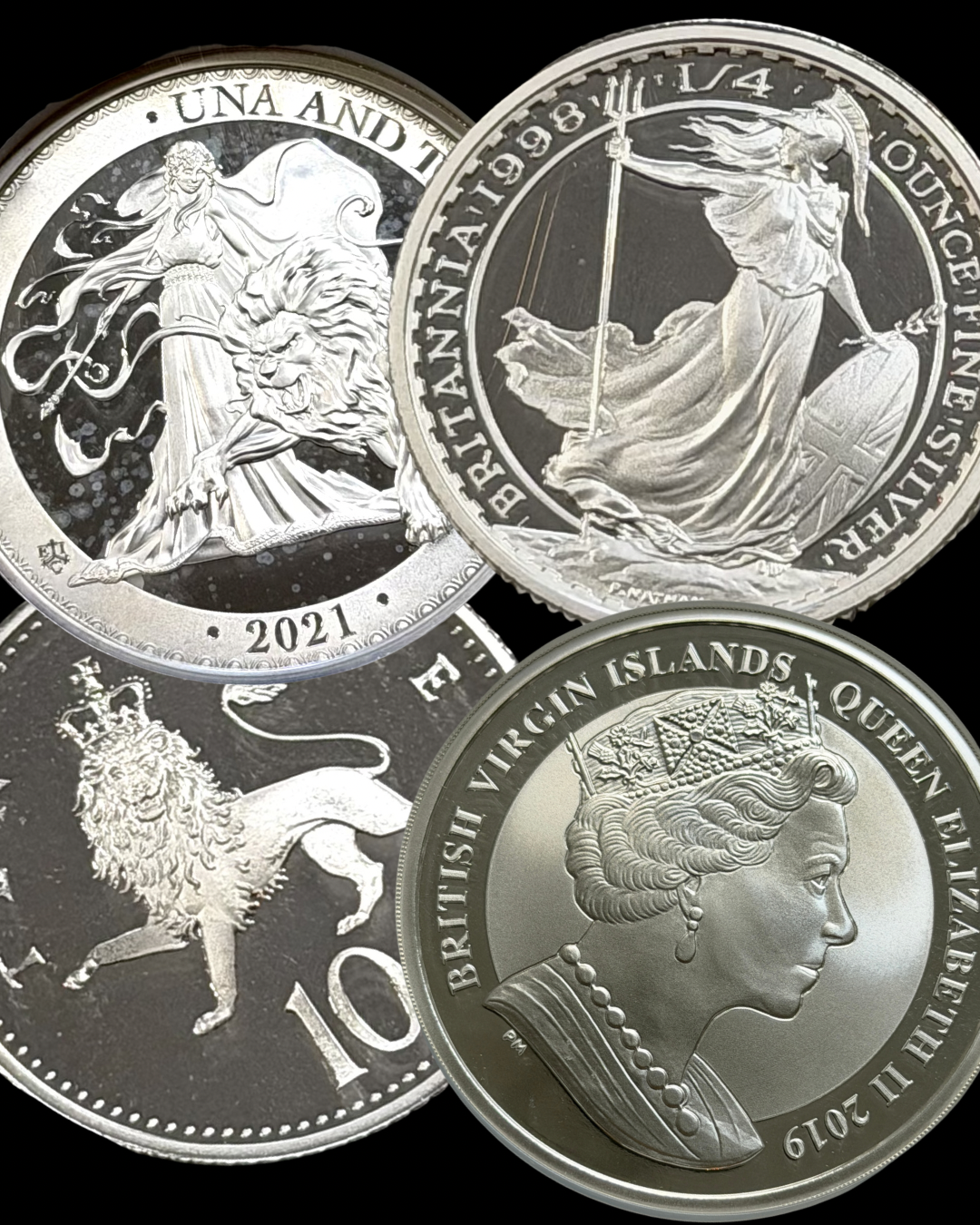 Selected British certified coins arranged for a beginner coin guide.